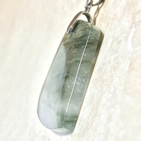Natural Green Hair Stone Pendant, Large Genuine Gemstone Pendant - Picture 4 of 11